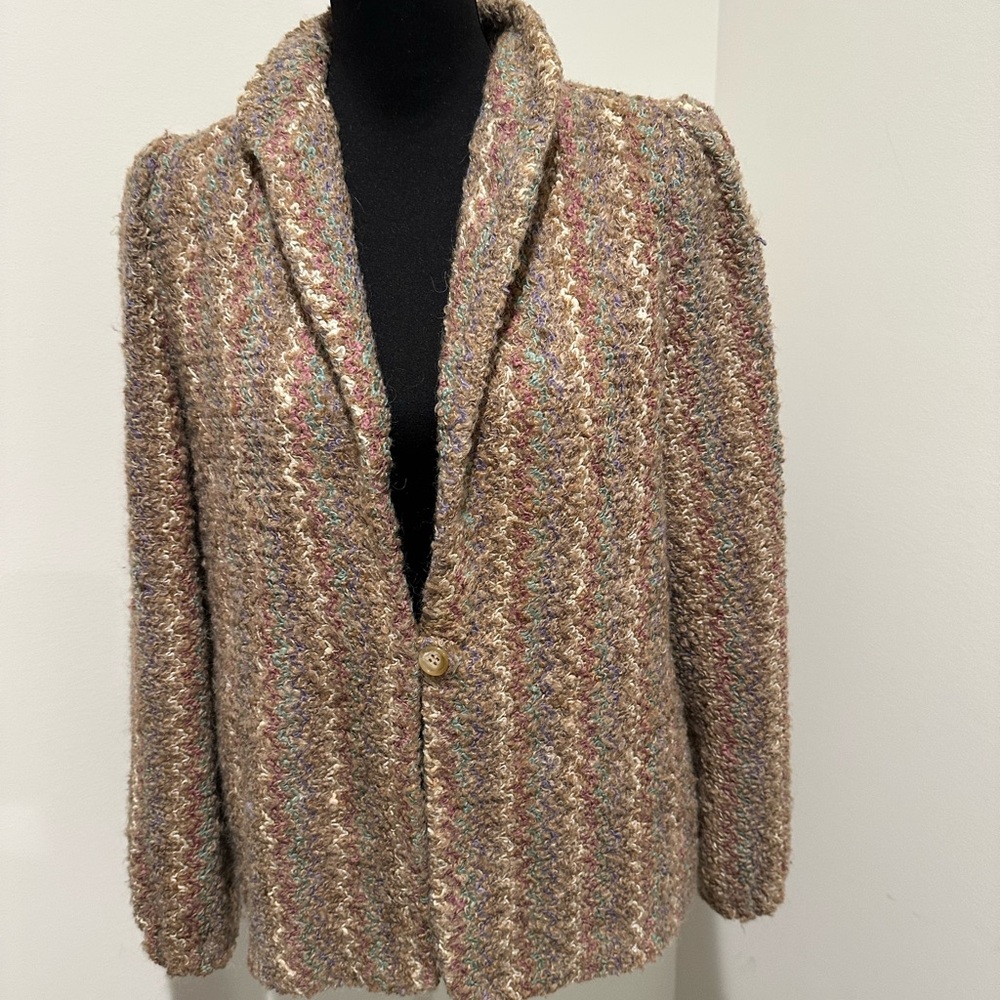 Vtg DK Gold Textured Wool Blend Multicolor Blazer, Donnakenny 12 Jacket
